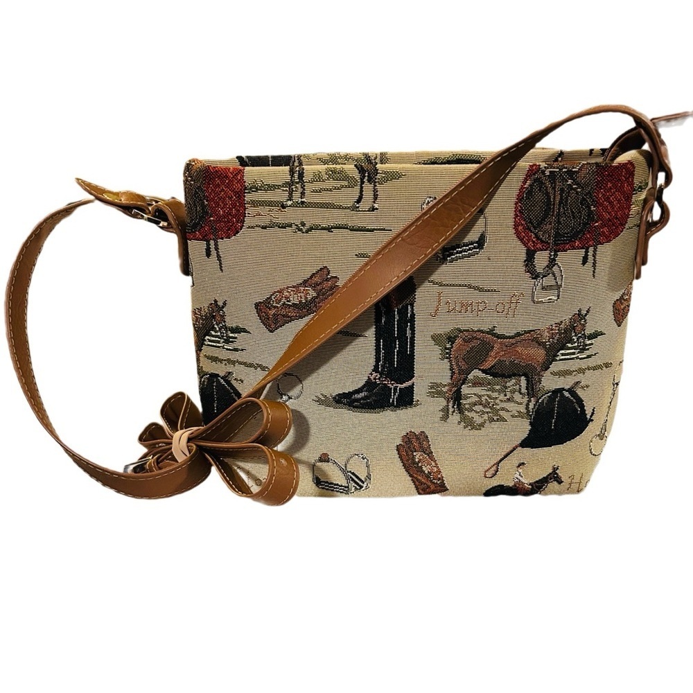 Sainty Equestrian Tapestry Horse Crossbody Bag NWOT